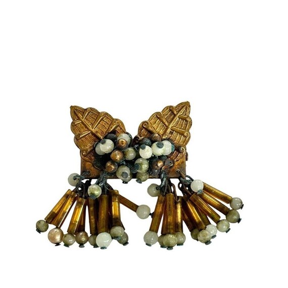 Unsigned Miriam Haskell Style Glass Beaded Leaf B… - image 6