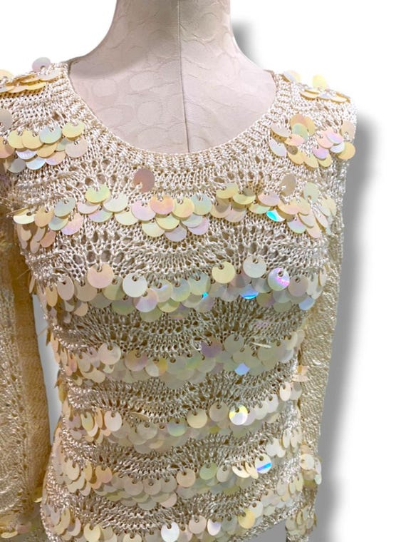 Medium Glory 3 by Gloria Furman Womens Vintage Palette Sequin Cream Sweater View 4