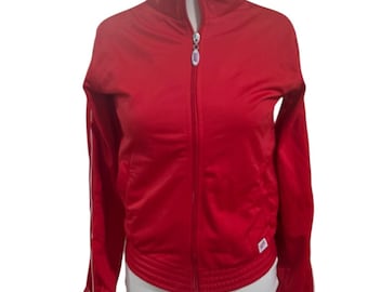 VINTAGE 80s Soffe Red with White Stripe Track Jacket Junior S Tennis Preppy