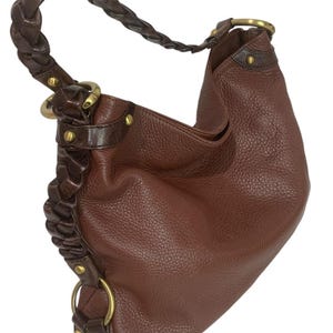 Borsetta Milano Brown Pebbled Leather Braided Strap Handbag