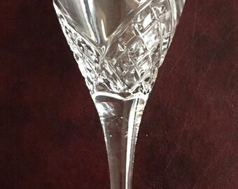Galway Signed Crystal Wine Glass Plain Base Arched Cut Crystal 7.4"h