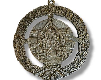 1987 Christmas Ornament Sacred Heart League Small 1.5 Inch Metal