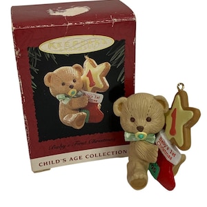 1995 Babys First Christmas Hallmark Keepsake Ornament Teddy Bear Stocking