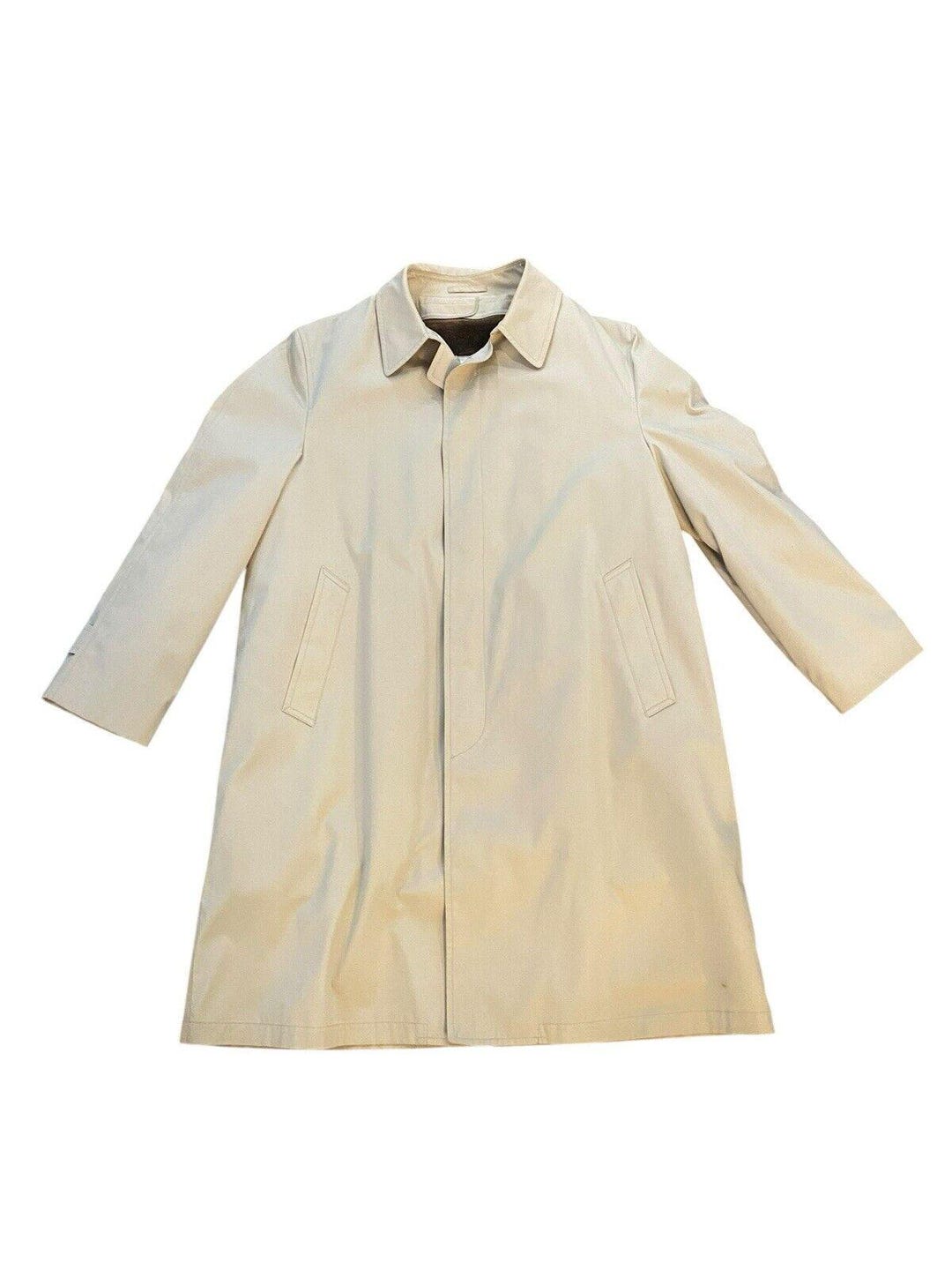 London Fog Mens Main Coats Overcoat 46R 2XL Beige Tan Trench Coat