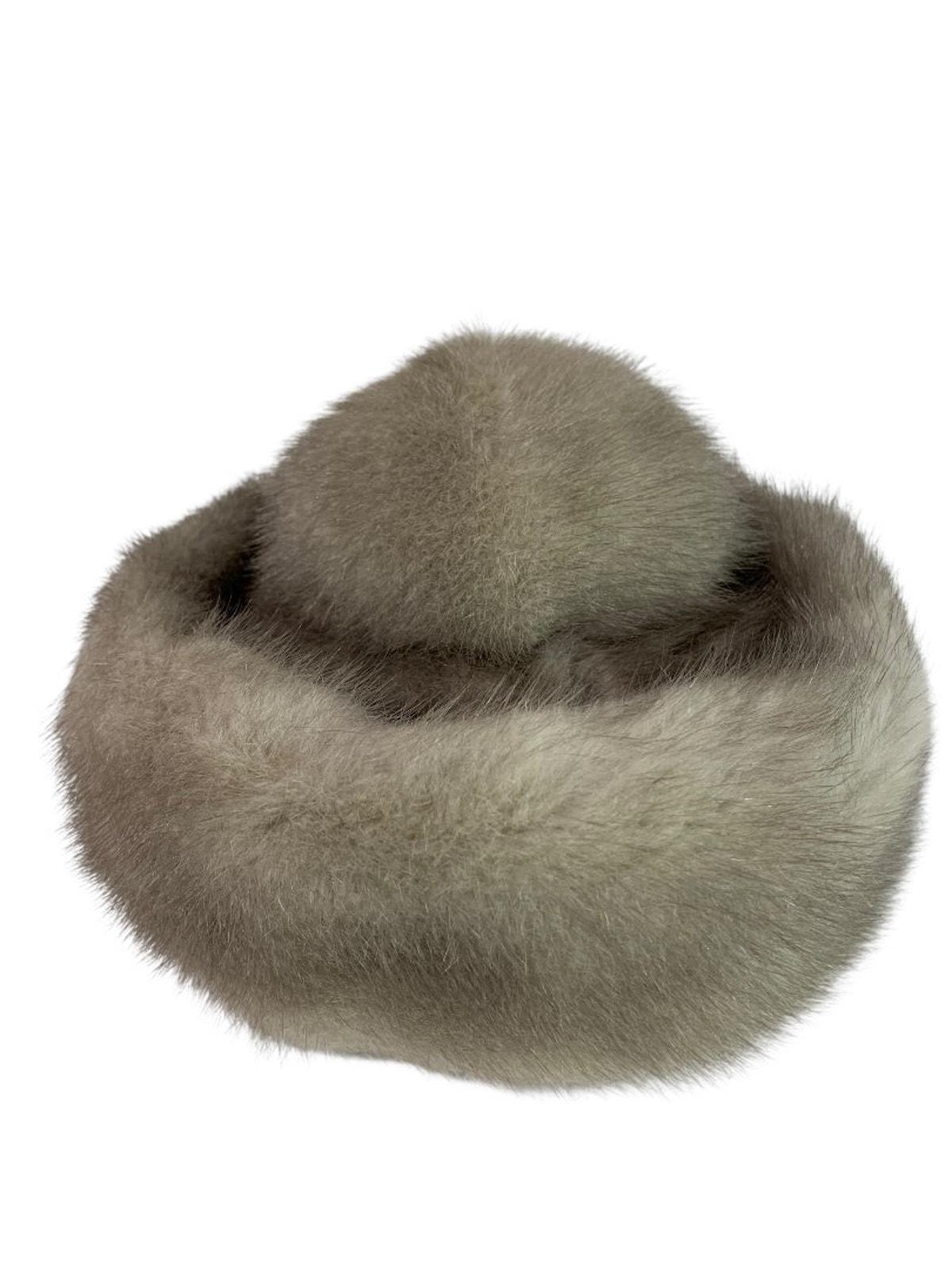 Size 6 5/8 1950s Gray Fur Hat Vintage Wear Pillbox Box  display picture 3