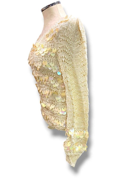 Medium Glory 3 by Gloria Furman Womens Vintage Palette Sequin Cream Sweater View 5