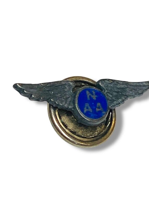 Vintage National Aeronautic Association (NAA) Wings Lapel Pin 1" Sterling Silver View 2