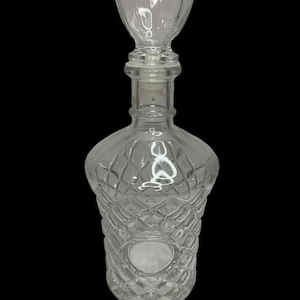 Vintage Cut Glass Liquor Decanter with Stopper Clear 9.5 Inch