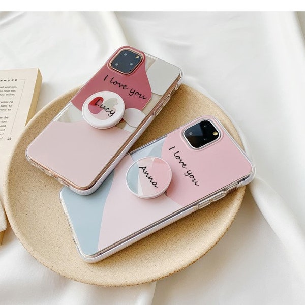 Custom Phone Case,Personalised Hand Strap Phone Case, Name Iphone cover Case With phone holder,iphone 11 Soft phone case,iphone xs max case