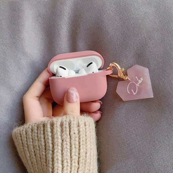 Custom airpod pro case,personalize airpod 3rd gen case heart keychain,custom name silicone airpods case,love name airpod pro2 case cute