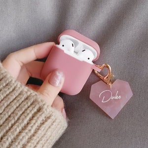 Custom airpod case,personalized airpods 3rd gen case love heart,custom name silicone Airpods 2 3 case,best gift, airpods pro case cute