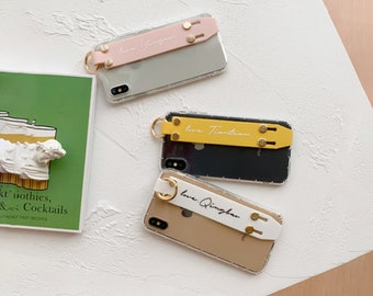 Funda de teléfono personalizada, funda de iPhone de correa de mano personalizada, funda de iPhone transparente con agarre, funda de teléfono de cinturón de pulsera para iphone 14 Pro Max, iPhone 13