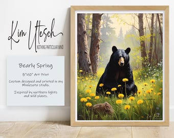 Bearly Spring. Custom Designed 8x10 Art Print.