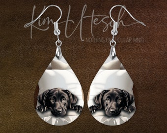 Labrador Retriever Dog Puppy Earrings, Custom Designed, Handmade