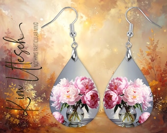 November Peony — Birth Month Flower Earrings