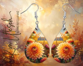 November Chrysanthemum — A Bloom of Strength and Quiet Joy. Custom Designed, Handmade Earrings