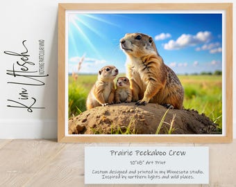 Prairie Peekaboo Crew - Prairie Dogs. Custom Designed 8x10 Art Print.