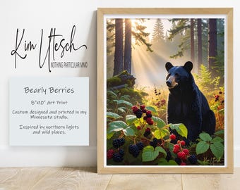 Bearly Berries. Custom Designed 8x10 Art Print.