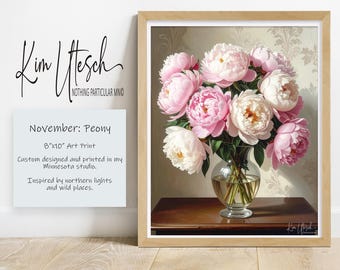 November Peony — Late-Autumn Warmth. Custom Designed 8x10 Art Print.