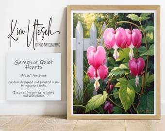 Garden of Quiet Hearts - Bleeding Heart Flowers. Custom Designed 8x10 Art Print.