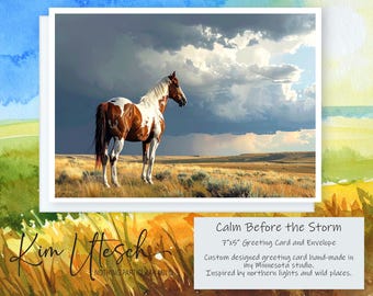 Calm Before the Storm. Custom Designed, Handmade 5x7 Greeting Card.