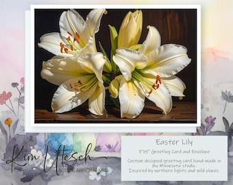 Easter Lily — A Little Bloom of Springtime Magic. Handmade 5x7 Greeting Card.
