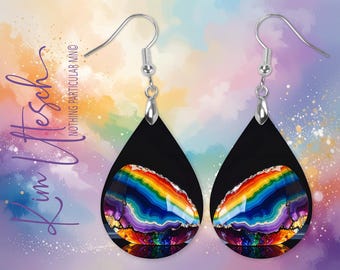 Pride Rainbow Agate Earrings