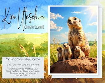 Prairie Peekaboo Crew - Prairie Dogs. Handmade 5x7 Greeting Card.