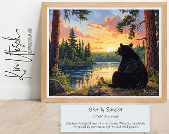 Bearly Sunset. Custom Designed 8x10 Art Print.