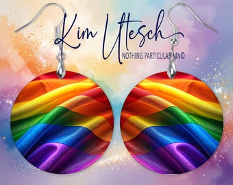 Radiant Rainbow Pride Earrings. Lightweight • Round or Teardrop • Original Digital Artwork