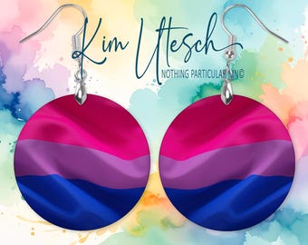 Pendientes del orgullo bisexual. Ligeros • Redondos o en forma de lágrima • Diseño digital original