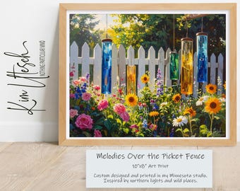 Melodies Over the Picket Fence - Grandma's Garden. Custom Designed 8x10 Art Print.