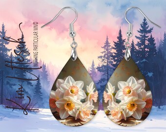 December Narcissus — Birth Month Flower Earrings