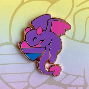 1.25 Inch Bisexual Flag Heart Dragon Enamel Pin