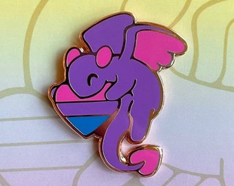 1.25 Inch Bisexual Flag Heart Dragon Enamel Pin