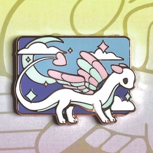 1.25 Inch Subtle Pastel Trans Flag Dragon Enamel Pin