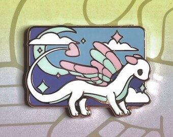 1.25 Inch Subtle Pastel Trans Flag Dragon Enamel Pin