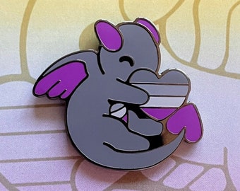 1.25 Inch Asexual Flag Dragon Enamel Pin