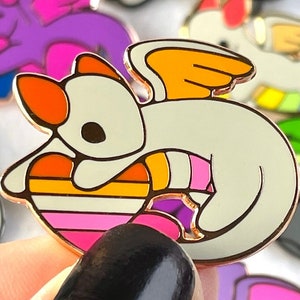 1.25 Inch Lesbian Flag Dragon Rose Gold Enamel Pin