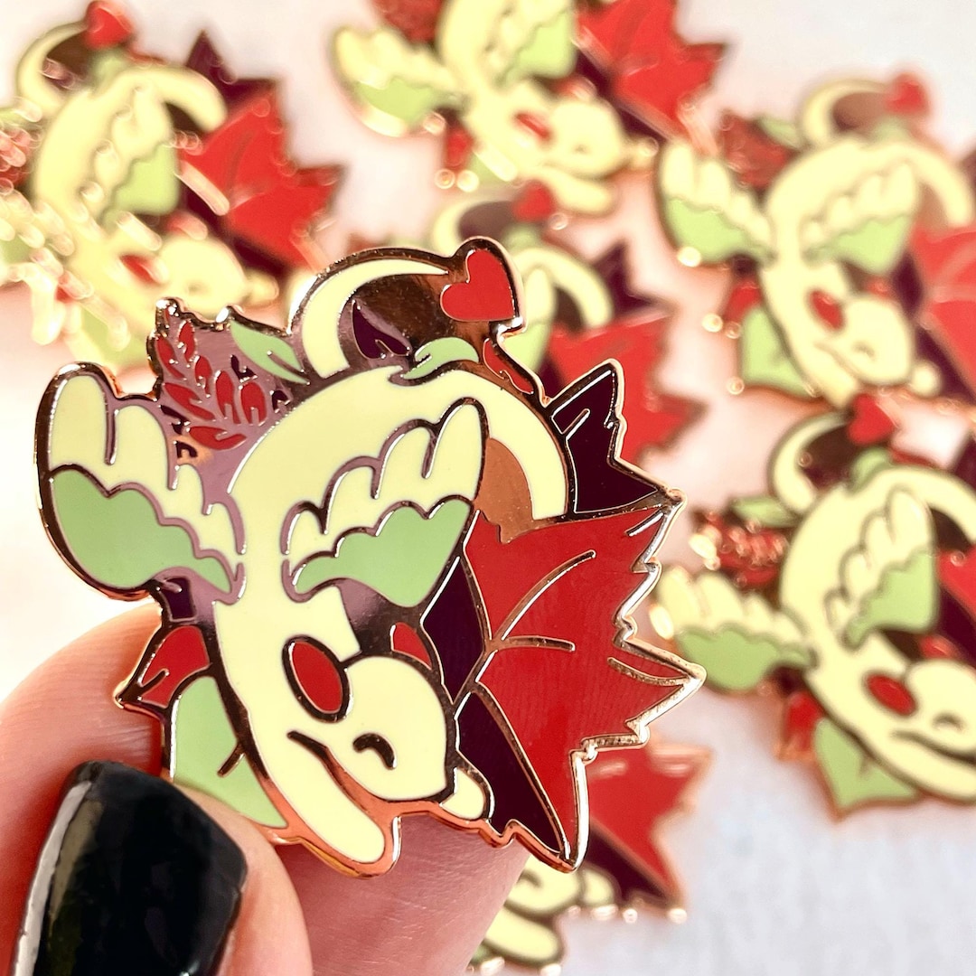 1.25 Inch Seasonal Fall Leaves Dragon Copper Enamel Pin - Etsy