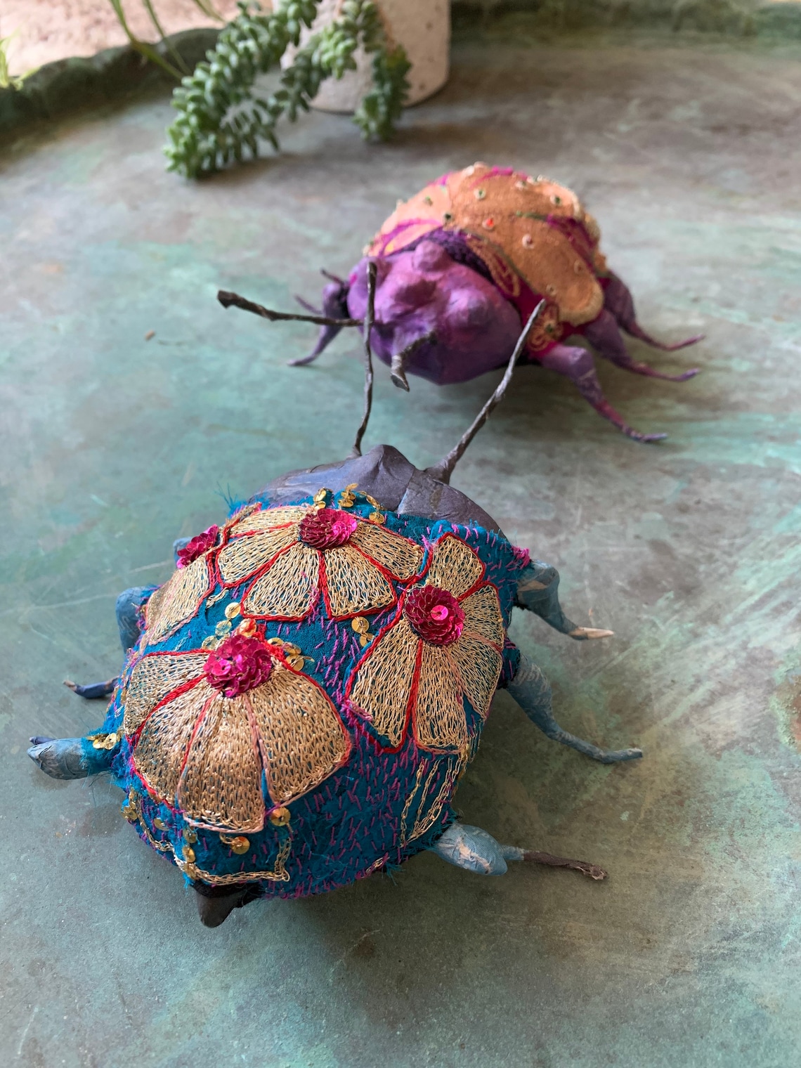 Silk and Paper Insect Papiermâché Insect Embroidered Etsy UK