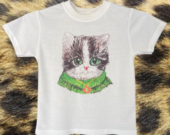 Toddler Cat T-Shirt, Glamorous Kitten Art, Gift for Kid