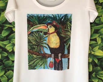 Women's Shirts, Gift for Her, Shirt with Sparkle, Gift for Woman, Toucan Shirt, Shirt with Bird, Shirt with Toucan, Toucan Shirt