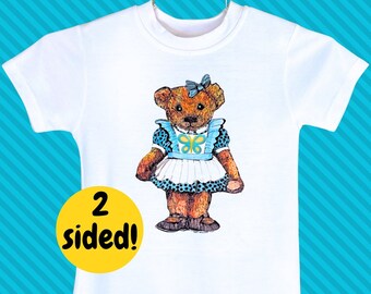 Toddler Tee, Toddler Shirt, Two Sided Shirt of Bear Wearing an Apron, Teddy Bear Tee, Gift for Toddler, Gift for Child, Gift for Grandchild