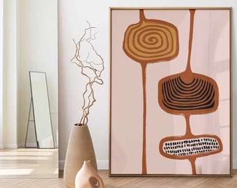 Mid-Century Modern Art Print: Neutral Gallery Abstract Earth Tone Wall Art Poster for Boho Wall Decor