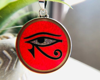 925 Sterling Silver Eye of Horus Sacred Geometry  Gemstone Charm and Pendant Handmade