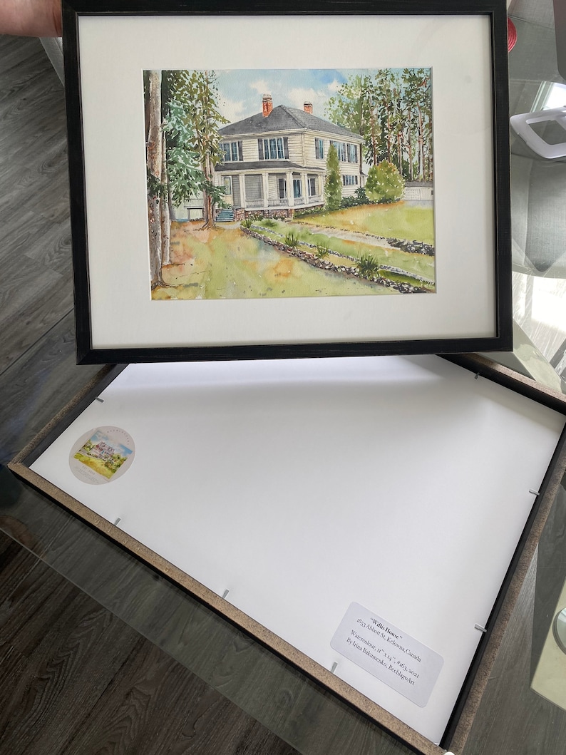 Heritage House Buildings Kelowna Canada Watercolour painting-Hand Painted Watercolor Fine Art-Housewarming Gift Home image 3