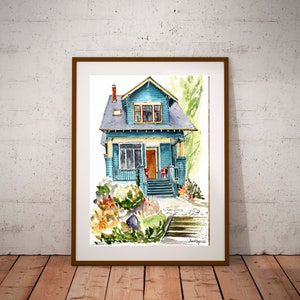 House portrait handmade painted Watercolour Home portrait-Personalized Housewarming Gift-First Home Gift-Realtor Gift-Original watercolor image 3