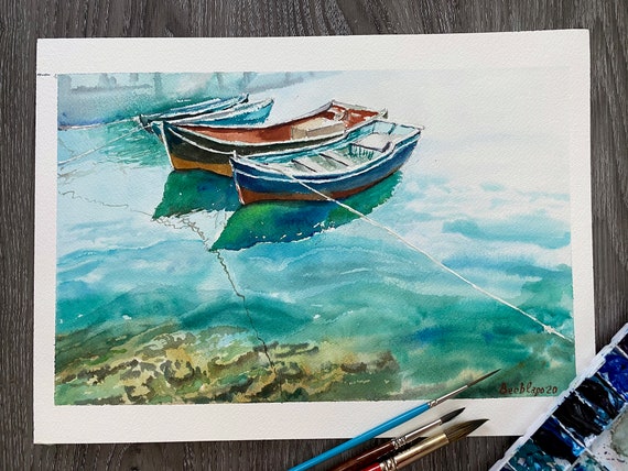 水彩画のカスタムボート絵画 - ボートアート - ヨットポートレート