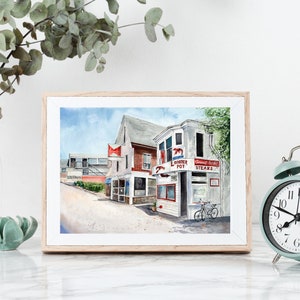 Lobster Pot, restaurant at Cape Cod Bay, in Provincetown, Original Watercolor Painting Print, Art Print, Watercolor Cityscape, Poster